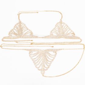 Fashion Bra Thong Body Chain Women (Option: Gold-Set)