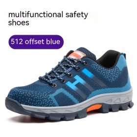Mens Lightweight Breathable Anti-smash And Anti-puncture Labor Insurance Shoes (Option: Blue-38)