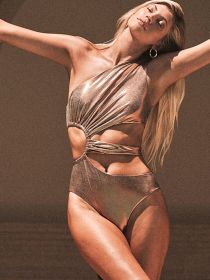 One-piece Swimsuit Women's Bikini New Women's Swimsuit Swimwear (Option: C3177 Gold-S)