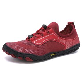 Men's And Women's Fitness Exercise Running Outdoors Climbing Shoes (Option: 2303Wine Red-39)