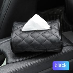 Car Supplies Seat Tissue Box Sun Visor Tissue Bag Armrest Tissue Dispenser Rear (Color: Black)
