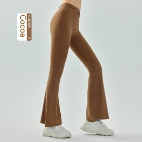 Abdominal Tightening And Hip Lifting Micro Pull Exercise Quick Drying Fitness Pants (Option: XL-Cocoa Color)