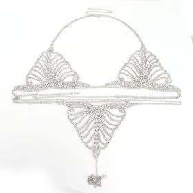 Fashion Bra Thong Body Chain Women (Option: Silver-Set)
