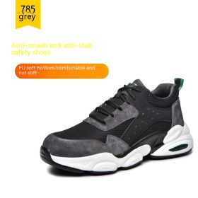 Mesh Breathable PU Soft Sole Labor Insurance Shoes Anti-smash Anti-puncture (Option: 785Grey-37)