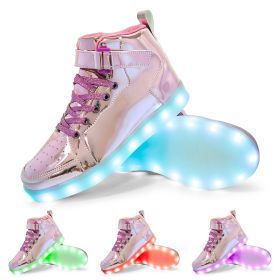 LED Lamp High-top Board Shoe Light Shoes Charging Dancing Shoes (Option: Pink-26)