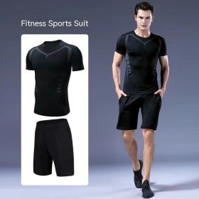 Quick-drying Running Costume Sportswear Gym (Option: Black-XXXL)