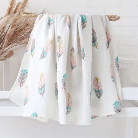 Bamboo Cotton Cloth Bag Single Baby Wrapping Blanket Cover Blanket (Option: Classic Feather-120x120)
