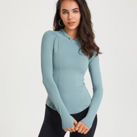 New Hooded Yoga Dress For Women (Option: Fog Gray And Blue-S)