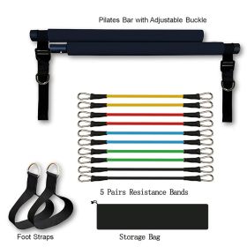 Fitness Yoga Pilates Bar Portable Gym Accessories Sport Elastic Bodybuilding Resistance Bands For Home Trainer Workout Equipment (Color: Black)