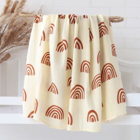 Bamboo Cotton Cloth Bag Single Baby Wrapping Blanket Cover Blanket (Option: Yellow Rainbow-120x120)