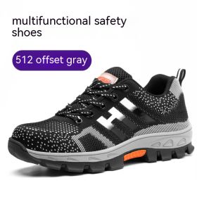 Mens Lightweight Breathable Anti-smash And Anti-puncture Labor Insurance Shoes (Option: Grey-36)