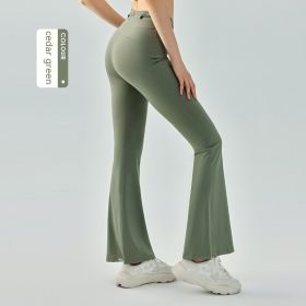 Abdominal Tightening And Hip Lifting Micro Pull Exercise Quick Drying Fitness Pants (Option: M-Cedar Green)