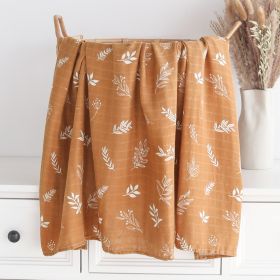Bamboo Cotton Cloth Bag Single Baby Wrapping Blanket Cover Blanket (Option: Orange Leaf White-120x120)