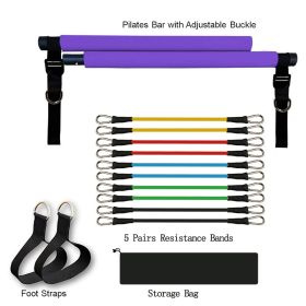 Fitness Yoga Pilates Bar Portable Gym Accessories Sport Elastic Bodybuilding Resistance Bands For Home Trainer Workout Equipment (Color: Purple)