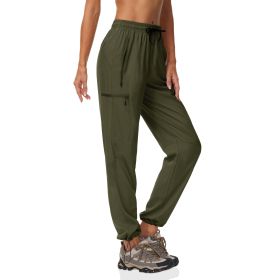 Quick-dry Pants Women's Summer Thin Sports Outdoor Hiking Mountaineering Sun Protective (Option: Olive Green-S)