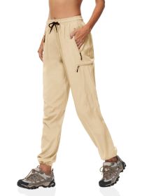 Quick-dry Pants Women's Summer Thin Sports Outdoor Hiking Mountaineering Sun Protective (Option: Apricot-M)