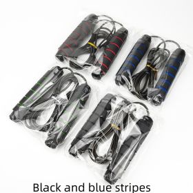 Weight Loss Bearing Steel Wire Skipping Rope (Option: Black and blue stripes-Half load)