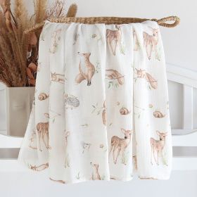 Bamboo Cotton Cloth Bag Single Baby Wrapping Blanket Cover Blanket (Option: Deer And Hedgehog-120x120)