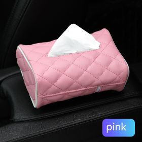 Car Supplies Seat Tissue Box Sun Visor Tissue Bag Armrest Tissue Dispenser Rear (Color: Pink)