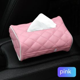 Car Supplies Seat Tissue Box Sun Visor Tissue Bag Armrest Tissue Dispenser Rear (Color: Pink)