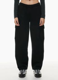 Elastic-waist High Waist Wide-leg Ankle-length Pants (Option: Black-S)