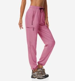 Quick-dry Pants Women's Summer Thin Sports Outdoor Hiking Mountaineering Sun Protective (Option: Pink-L US Code)