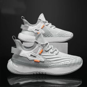 Men's Fashion Casual Fly Woven Mesh Breathable Platform Sneaker (Option: Light Gray 229-42)