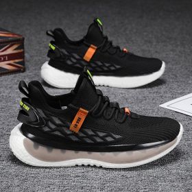 Men's Fashion Casual Fly Woven Mesh Breathable Platform Sneaker (Option: Black 228-44)