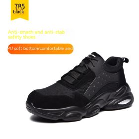 Mesh Breathable PU Soft Sole Labor Insurance Shoes Anti-smash Anti-puncture (Option: 785Black-42)