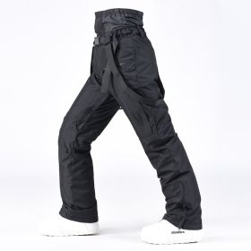Men's And Women's South Korea Windproof Waterproof And Hard-wearing Breathable Fashion Ski Pants (Option: Black 176style-S)