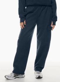 Elastic-waist High Waist Wide-leg Ankle-length Pants (Option: Navy Blue-M)