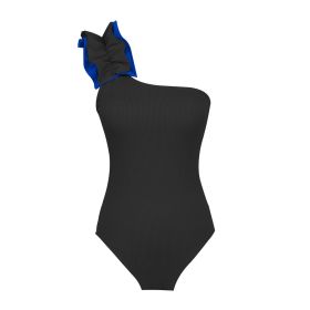 Single-shoulder Suspender Tube Top One-piece Swimsuit Women's Two-piece Suit (Option: Swimsuit Only Black-M)
