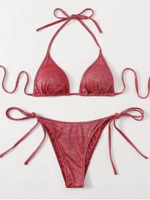 Fashion Bikini Split Bandage Swimsuit (Option: Red-S)
