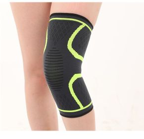 Double Corrugated Non-slip Stretch Keep Warm Nylon Needle Sports Kneecaps (Option: Green-XL)