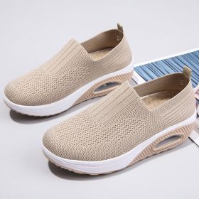 Women's Middle-aged And Elderly Mom Mesh Outdoor Running Shoes (Option: Beige-41)