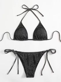 Fashion Bikini Split Bandage Swimsuit (Option: Black-M)