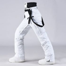 Men's And Women's South Korea Windproof Waterproof And Hard-wearing Breathable Fashion Ski Pants (Option: White176 style-M)