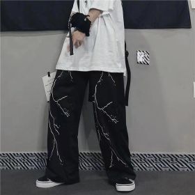 Lightning Print Sports Casual Pants (Option: Black-XL)