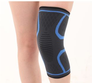 Double Corrugated Non-slip Stretch Keep Warm Nylon Needle Sports Kneecaps (Option: Dark Blue-L)