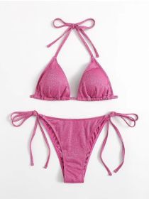 Fashion Bikini Split Bandage Swimsuit (Option: Pink-XL)