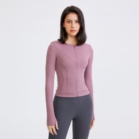 Women's Slimming And Tight Stretch Quick-drying Yoga Clothes Top (Option: Purple-L)