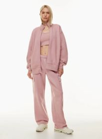 Elastic-waist High Waist Wide-leg Ankle-length Pants (Option: Pink-XL)