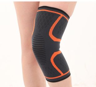 Double Corrugated Non-slip Stretch Keep Warm Nylon Needle Sports Kneecaps (Option: Orange-S)