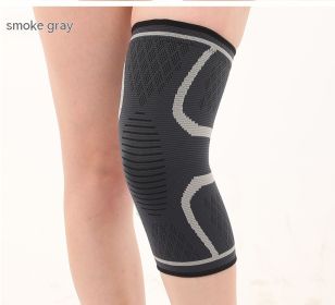 Double Corrugated Non-slip Stretch Keep Warm Nylon Needle Sports Kneecaps (Option: Smoky Gray-L)