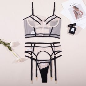 Women's Fashion Black Bikini Three-piece Suit (Option: Skin Color-L)