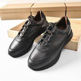 Men's First Layer Cowhide Retro Sports Casual Shoes (Option: Grey-43)