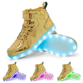 LED Lamp High-top Board Shoe Light Shoes Charging Dancing Shoes (Option: Gold-34)