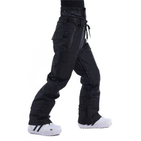 Men's And Women's South Korea Windproof Waterproof And Hard-wearing Breathable Fashion Ski Pants (Option: Loose fitting black-M)