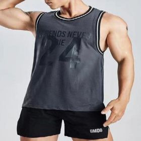 Quick-drying Sports Vest Summer New Elastic American Basketball Training No 24 Jersey Vest (Option: Gray-XXL)