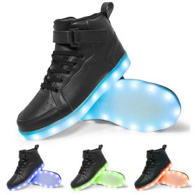 LED Lamp High-top Board Shoe Light Shoes Charging Dancing Shoes (Option: Black-38)